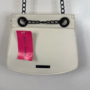 Betsey Johnson Whipstitch Saddle White/Black XOBridge Crossbody